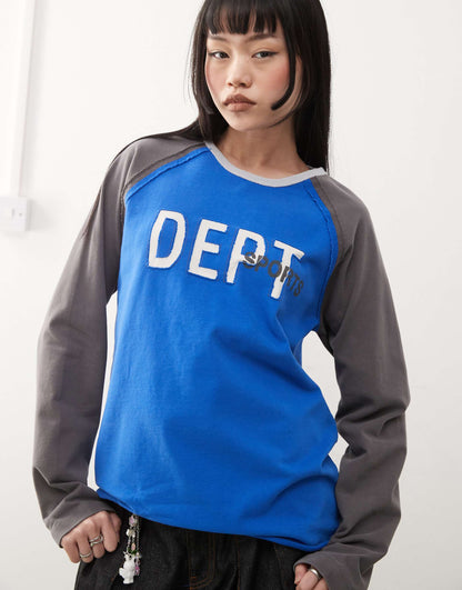 Retro Style Applique Raglan Long Sleeve T-Shirt