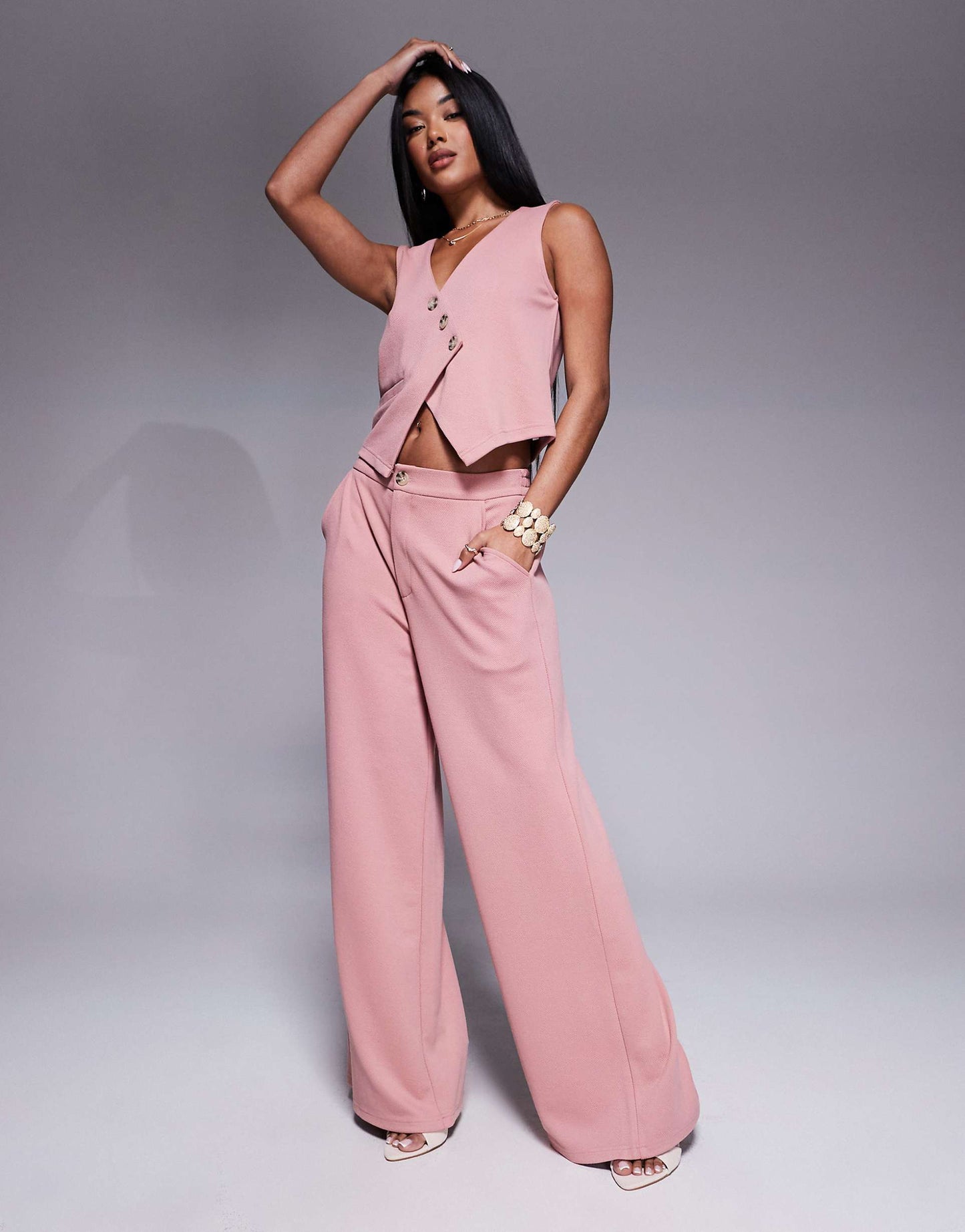 Co-Ord Shirred Waistband Wide Leg Trouser