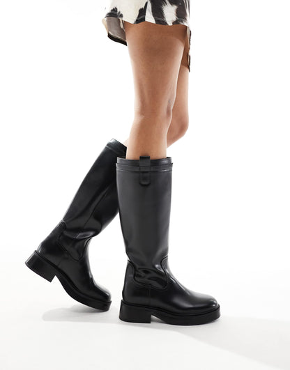 Calf Length Faux Leather Boots