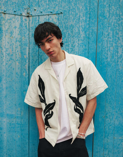 Short Sleeve Floral Embroidered Shirt