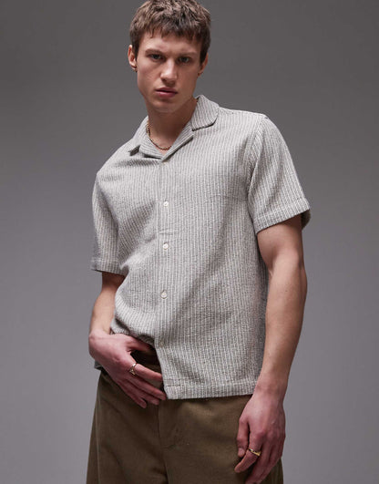 Short Sleeve Textured Stripe Shirt