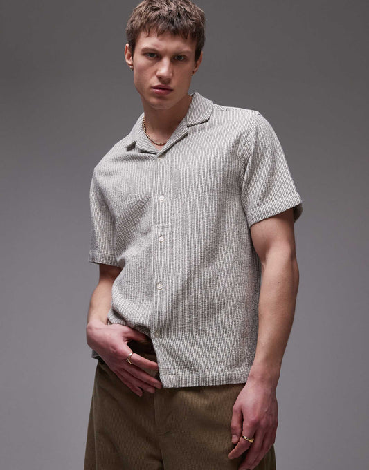 Short Sleeve Textured Stripe Shirt