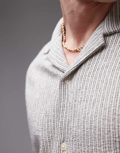 Short Sleeve Textured Stripe Shirt