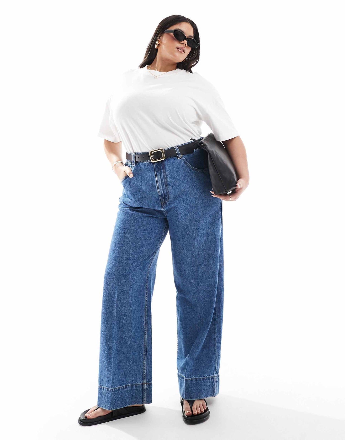 Curve Wide Leg Jean With Crease Front