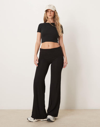 365 Sculpting Lounge Fold Waist Flared Trousers