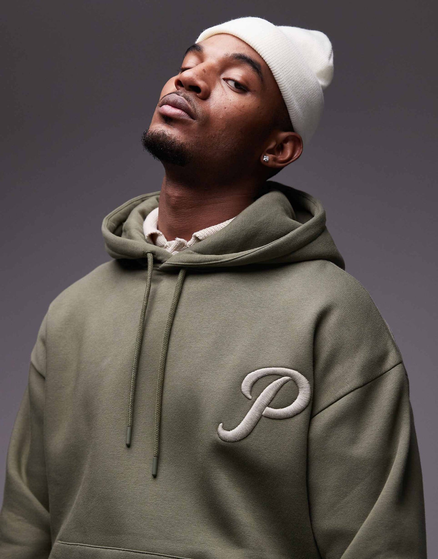 Oversized Fit Hoodie With Front And Back Promises Embroidery