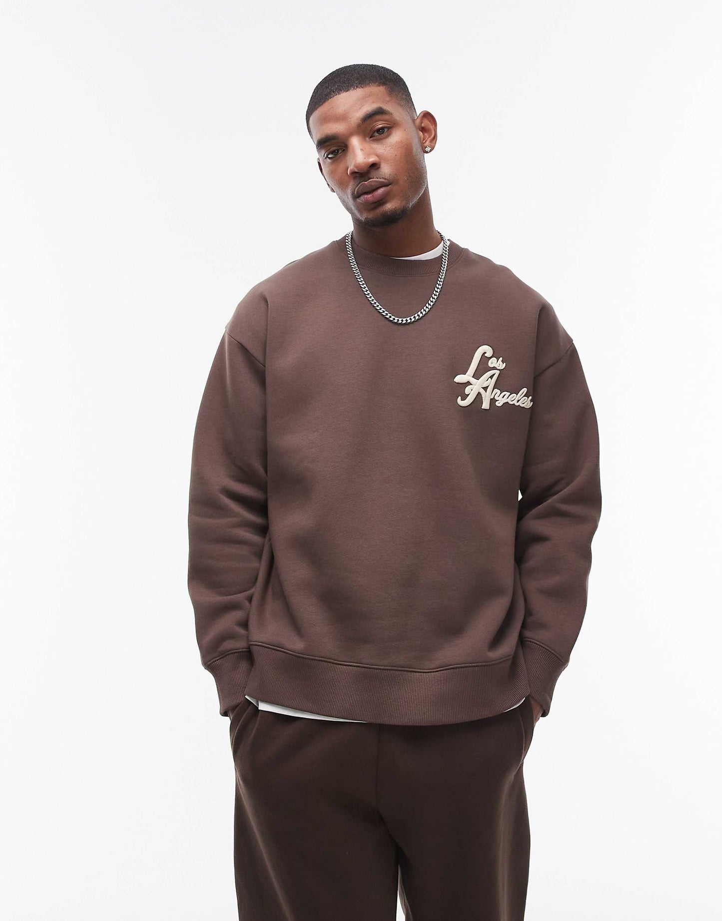 Oversized Fit Sweatshirt With Front And Back City Of Angels Embroidery