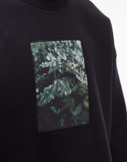 Oversized Fit Sweatshirt With Leaves Patch Print