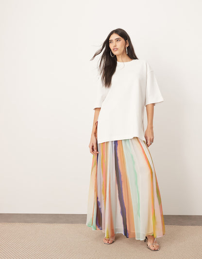 Tiered Maxi Skirt With Tie Waist