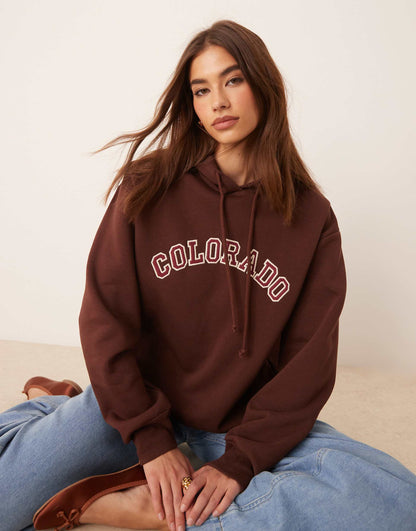 Oversized Hoodie With Colorado Applique