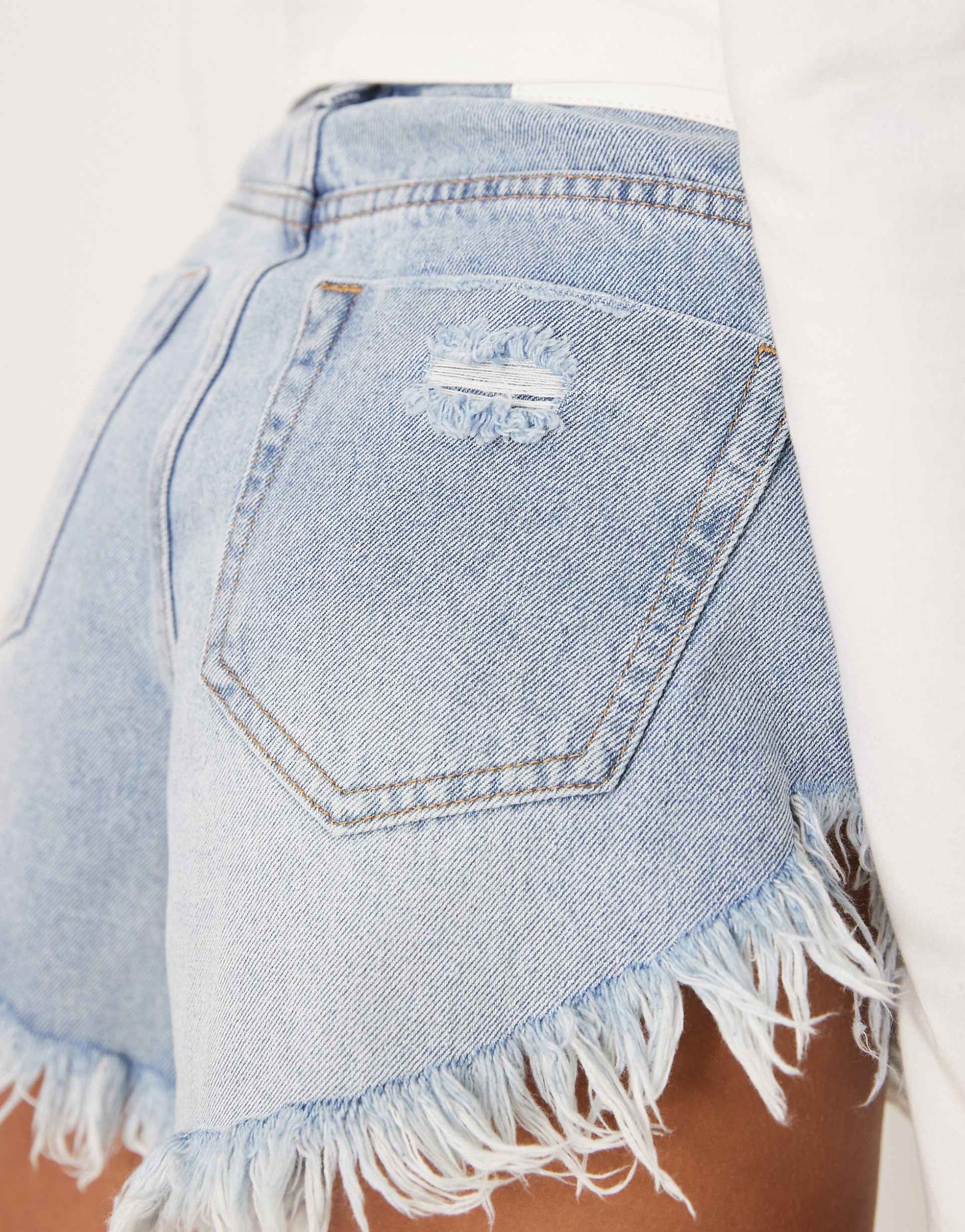 Distressed High Waisted Denim Shorts