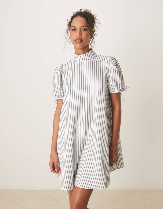 High Neck Mini Smock Dress