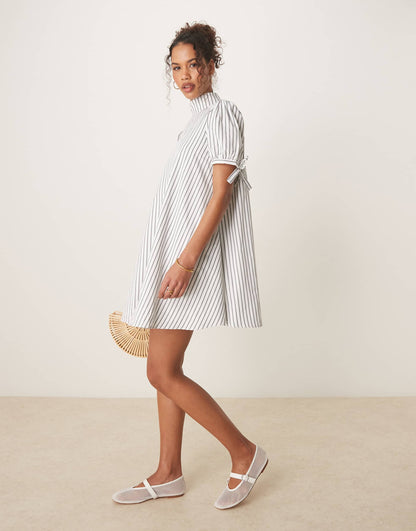 High Neck Mini Smock Dress