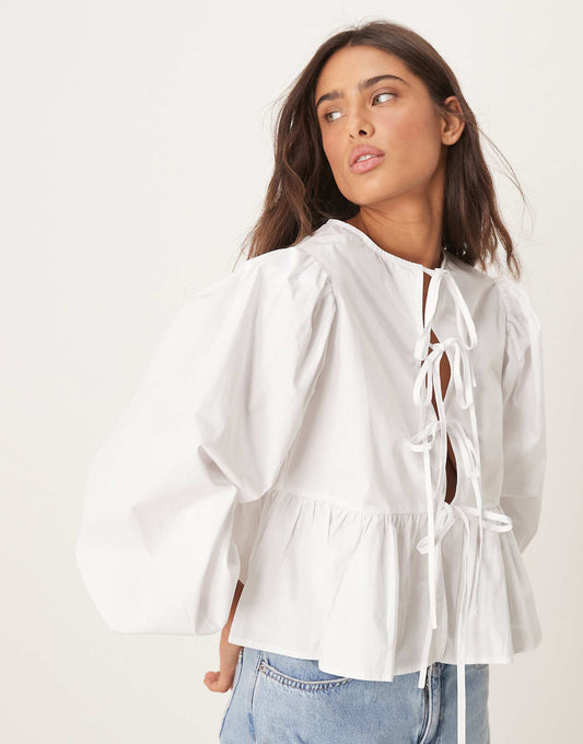 Bow Detail Puff Sleeve Blouse