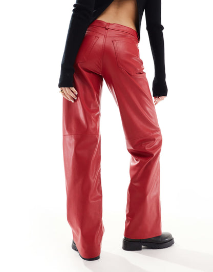 Straight Leg Faux Leather Trouser