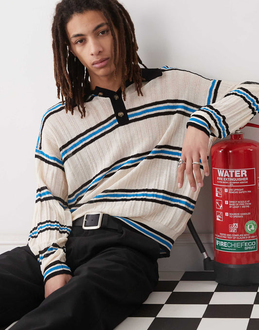 Knitted Light Weight Long Sleeve Polo Jumper