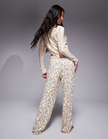 Floral Ribbed Pyjama Set