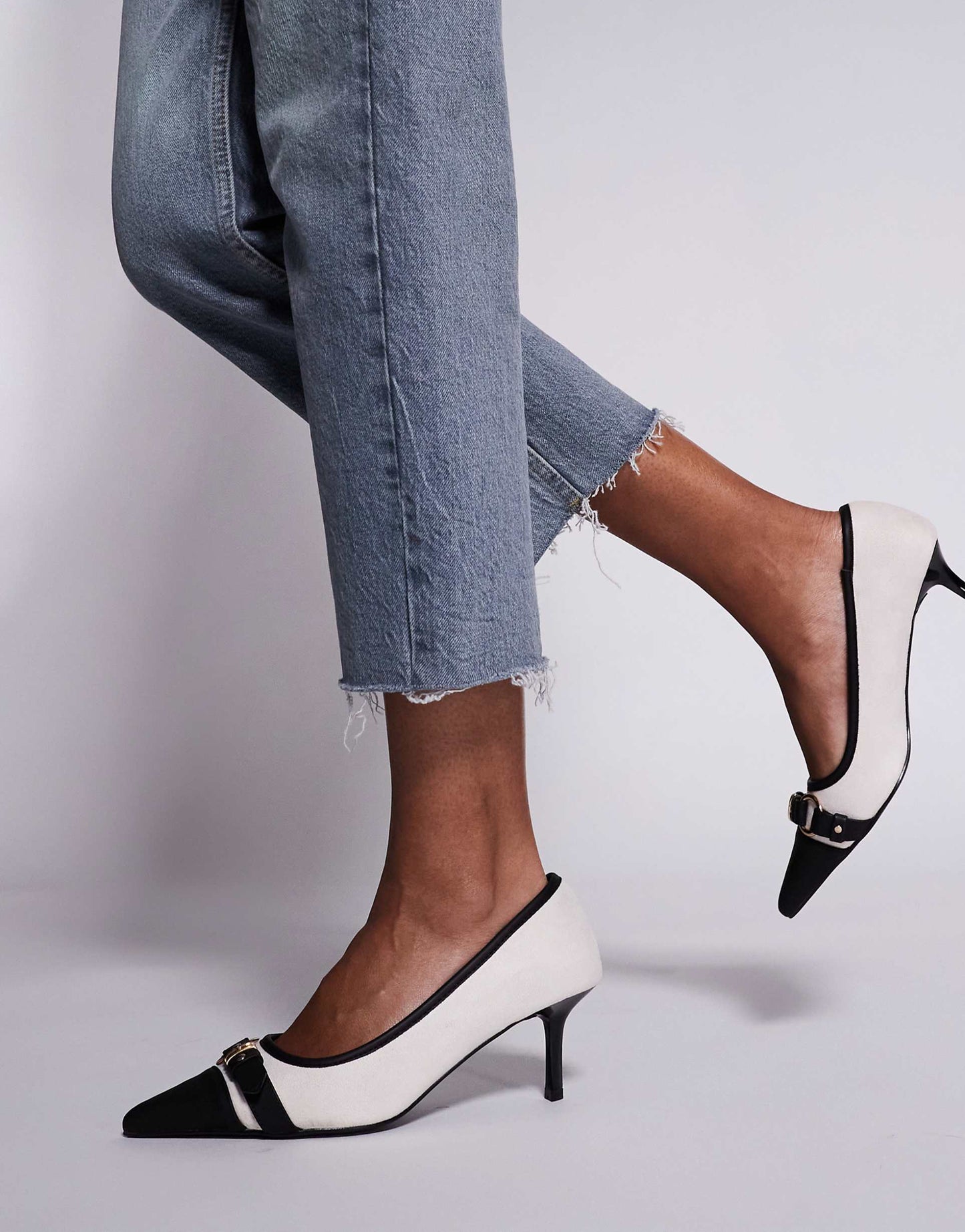 Mera Buckle Detail Kitten Heel Court Shoes