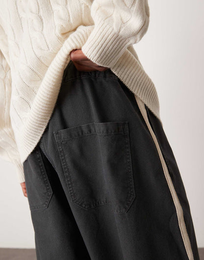 Baggy Balloon Trousers With Side Stripe