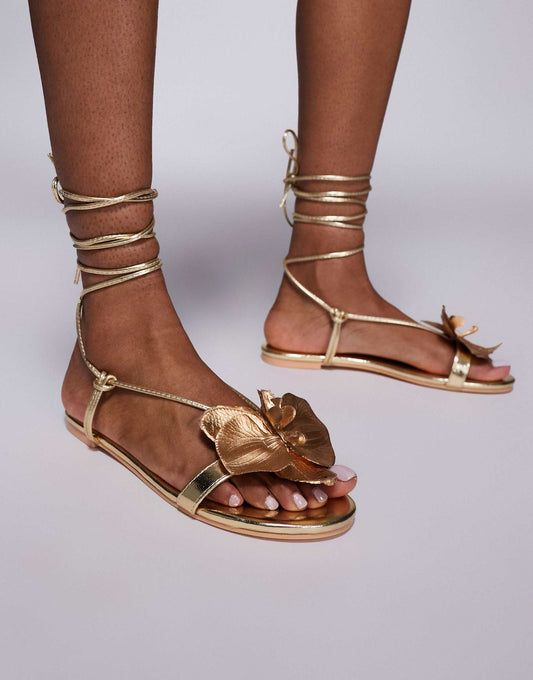 Magnolia Wide Fit 3D Floral Flat Sandals