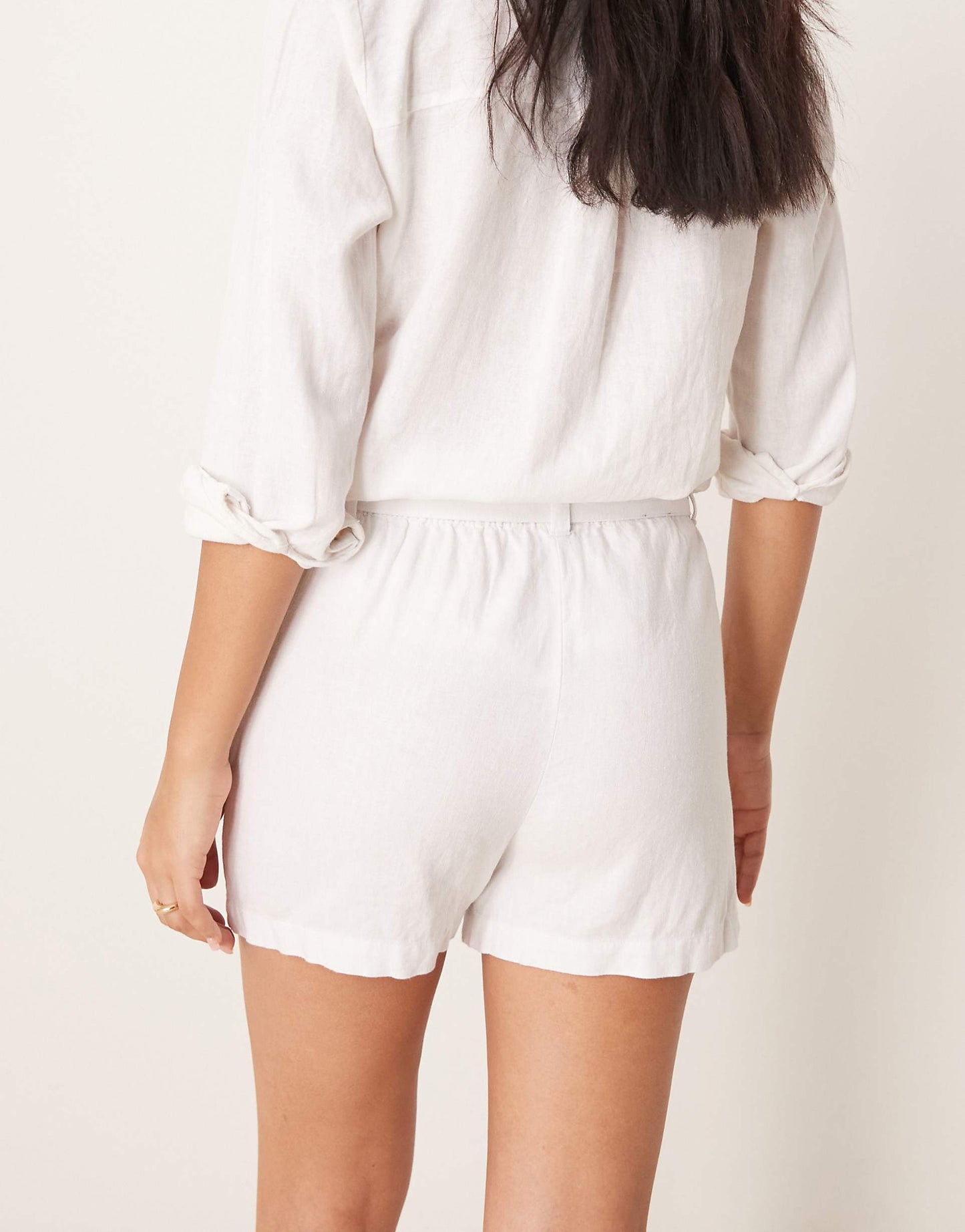 Tie Waist Linen Blend Shorts Co-Ord