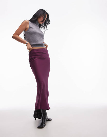 Satin Bias Maxi Skirt