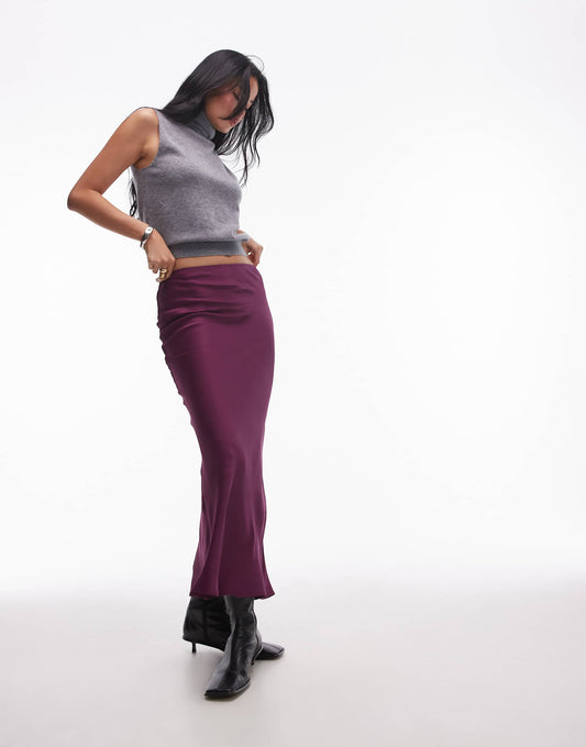 Satin Bias Maxi Skirt