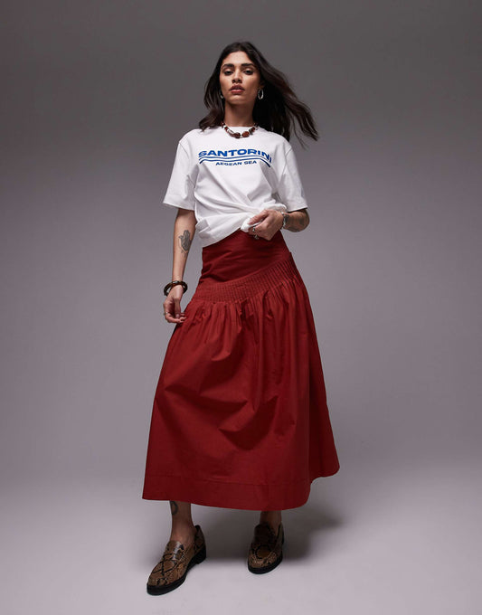 Pintuck Poplin Full Skirt