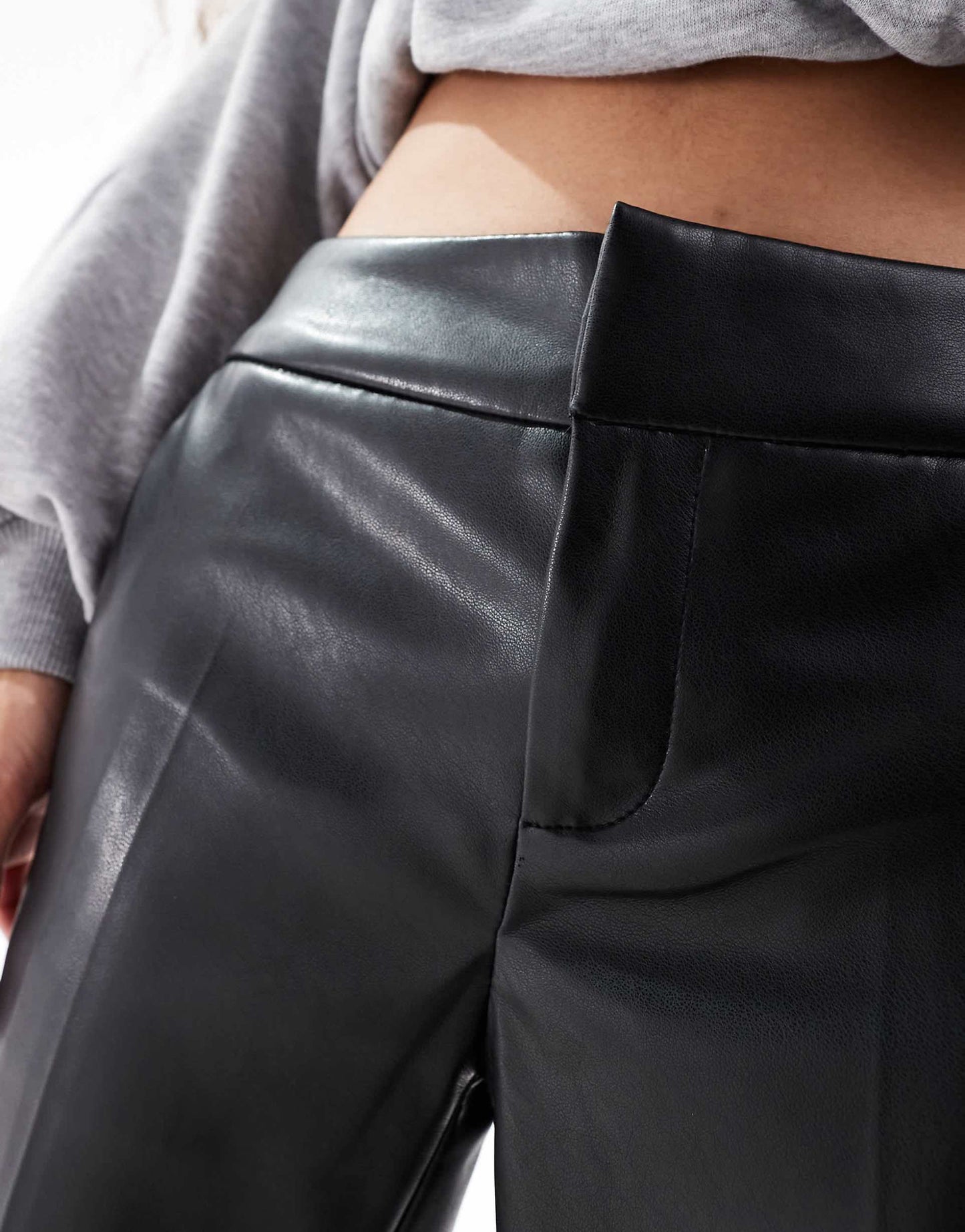 Petite Faux Leather Flared Trousers