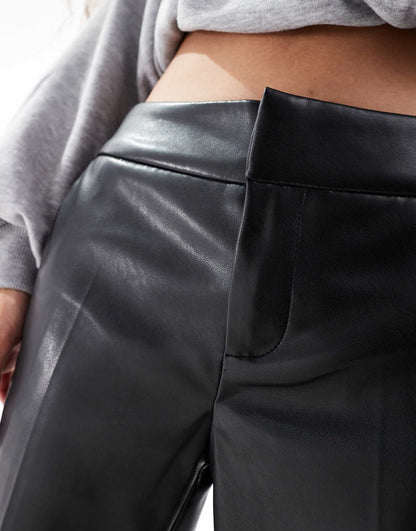 Petite Faux Leather Flared Trousers