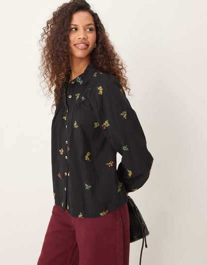 Aster Yoke Detail Blouse With Embroidery