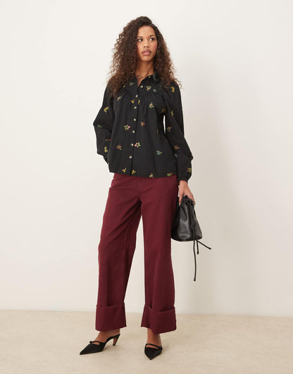 Aster Yoke Detail Blouse With Embroidery