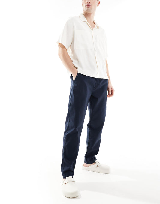 Linen Look Pull On Trousers