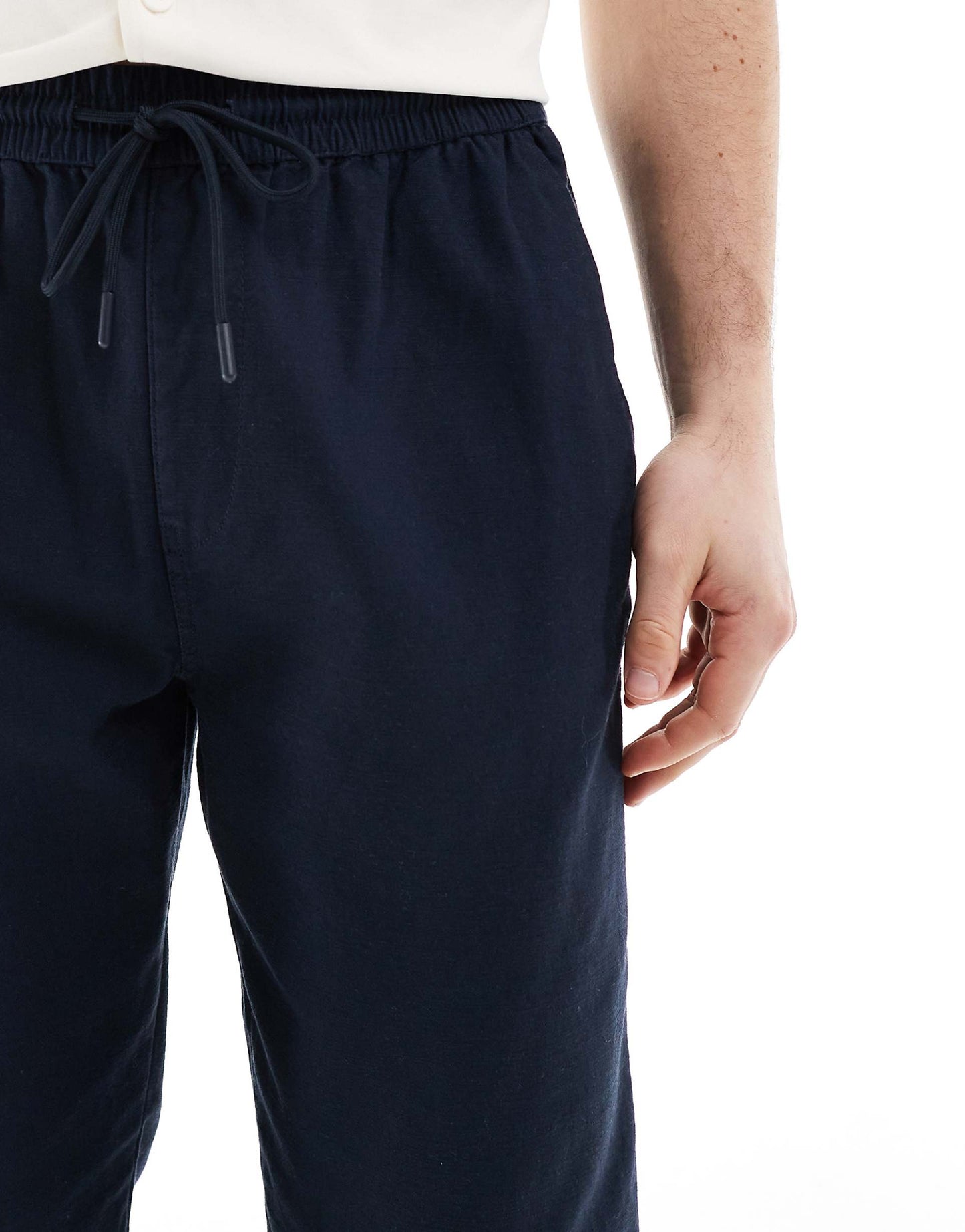 Linen Look Pull On Trousers
