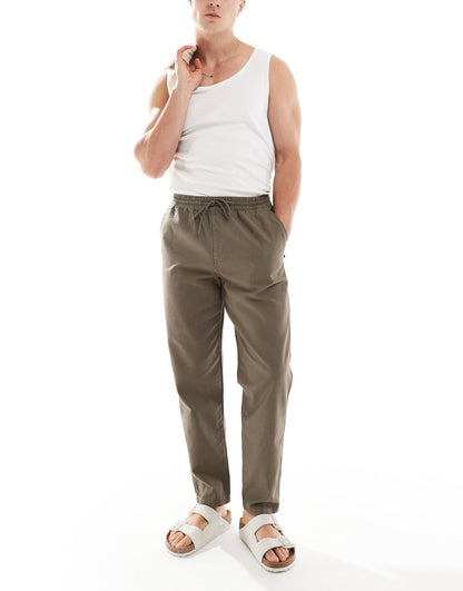 Linen Look Pull On Trousers