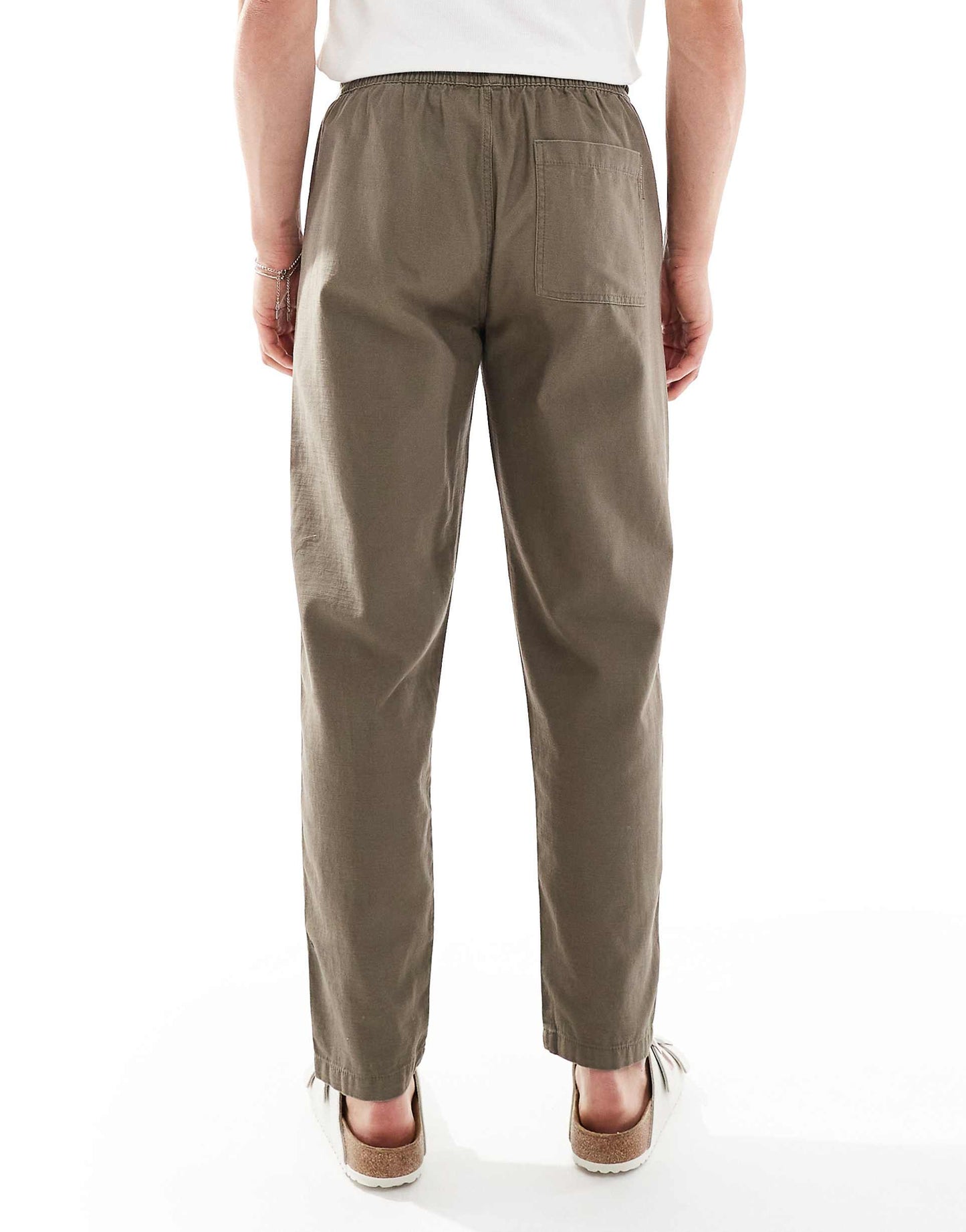 Linen Look Pull On Trousers