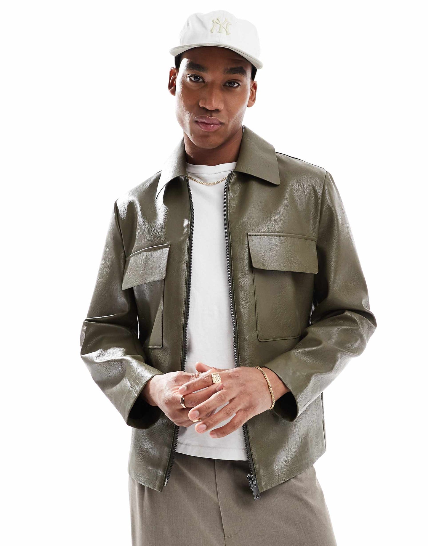 Faux Leather Shacket
