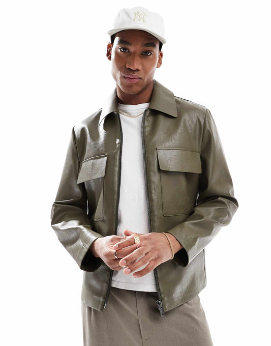 Faux Leather Shacket