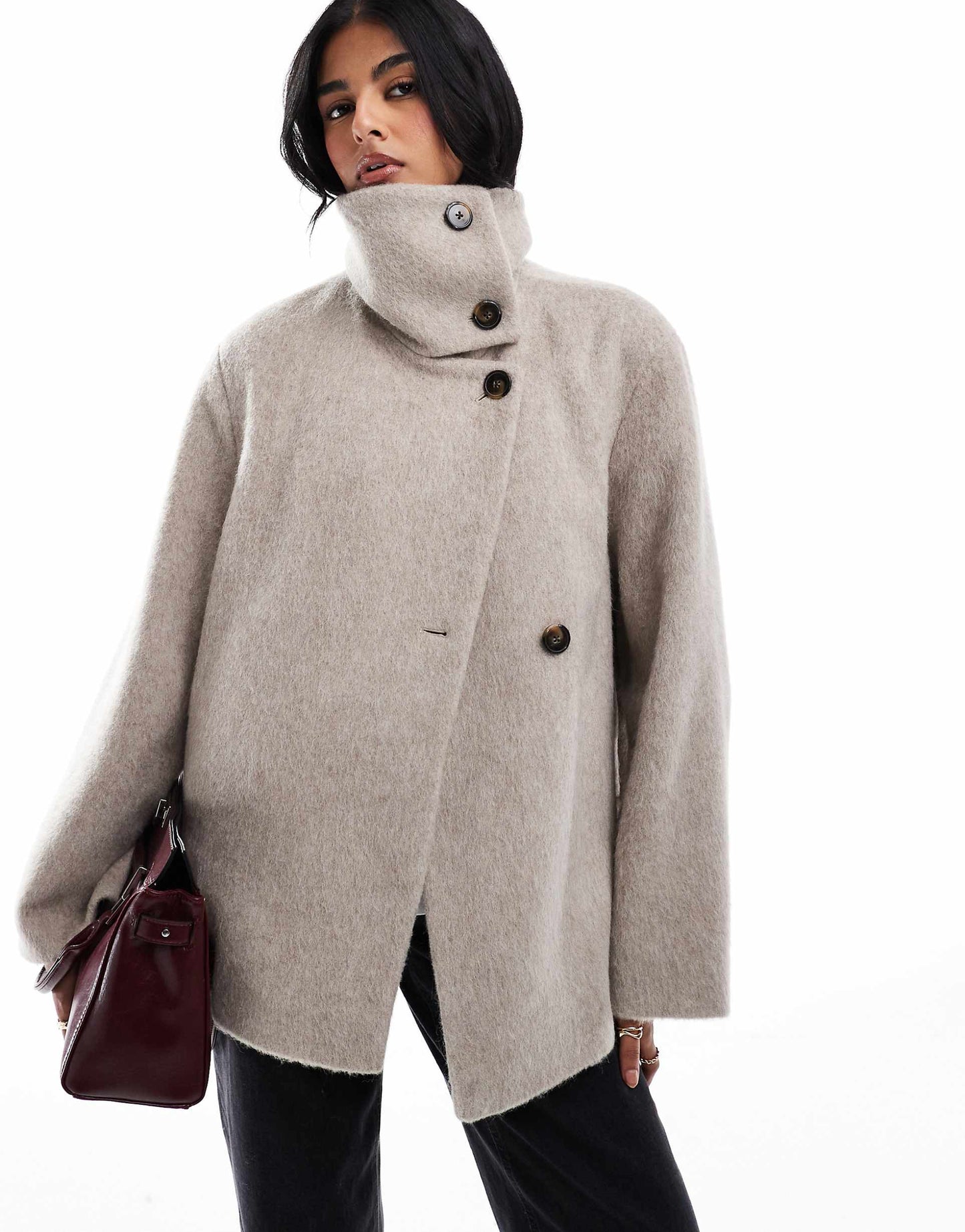 Funnel Neck Cape Coat