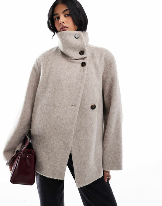 Funnel Neck Cape Coat
