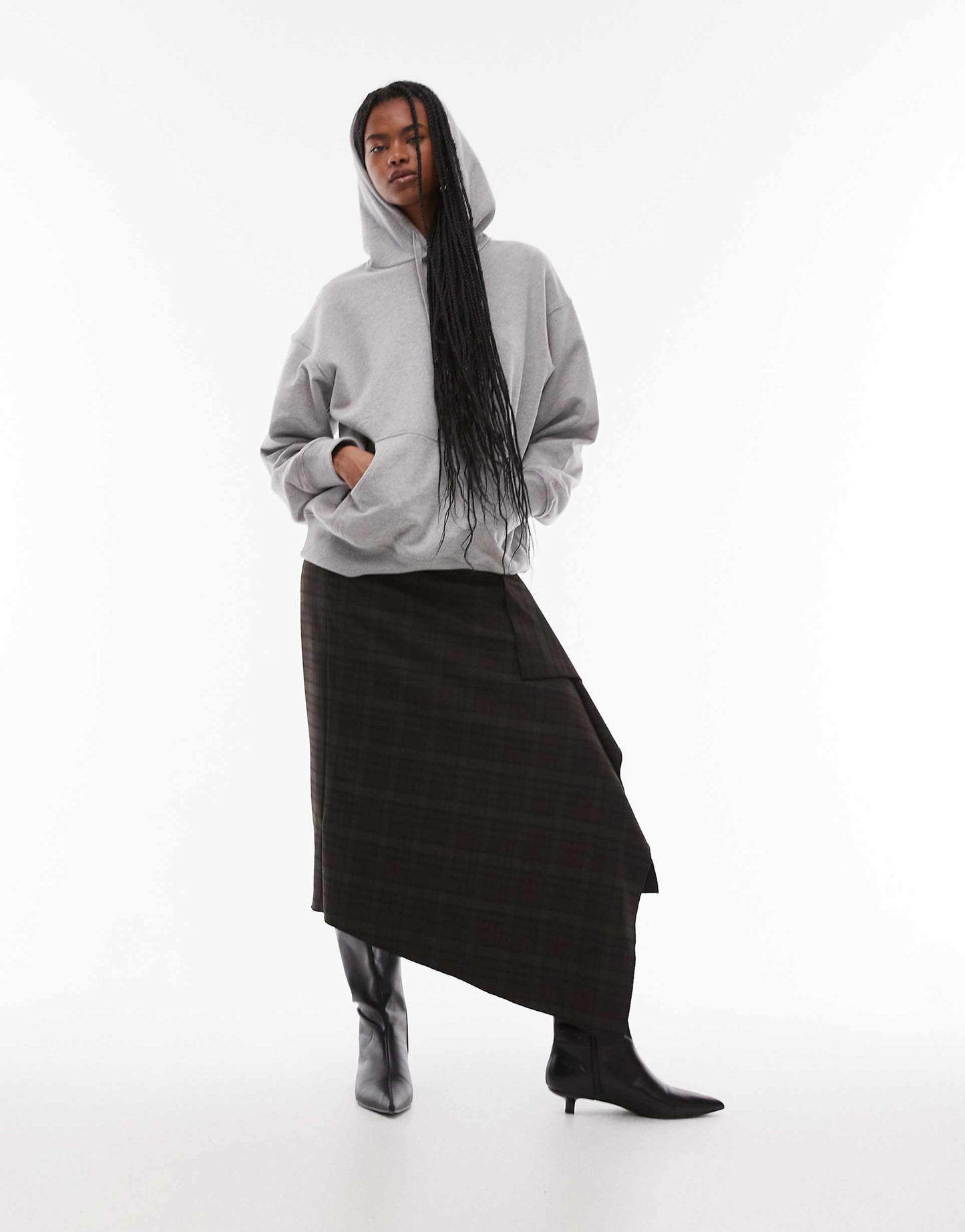 Check Wrap Maxi Skirt