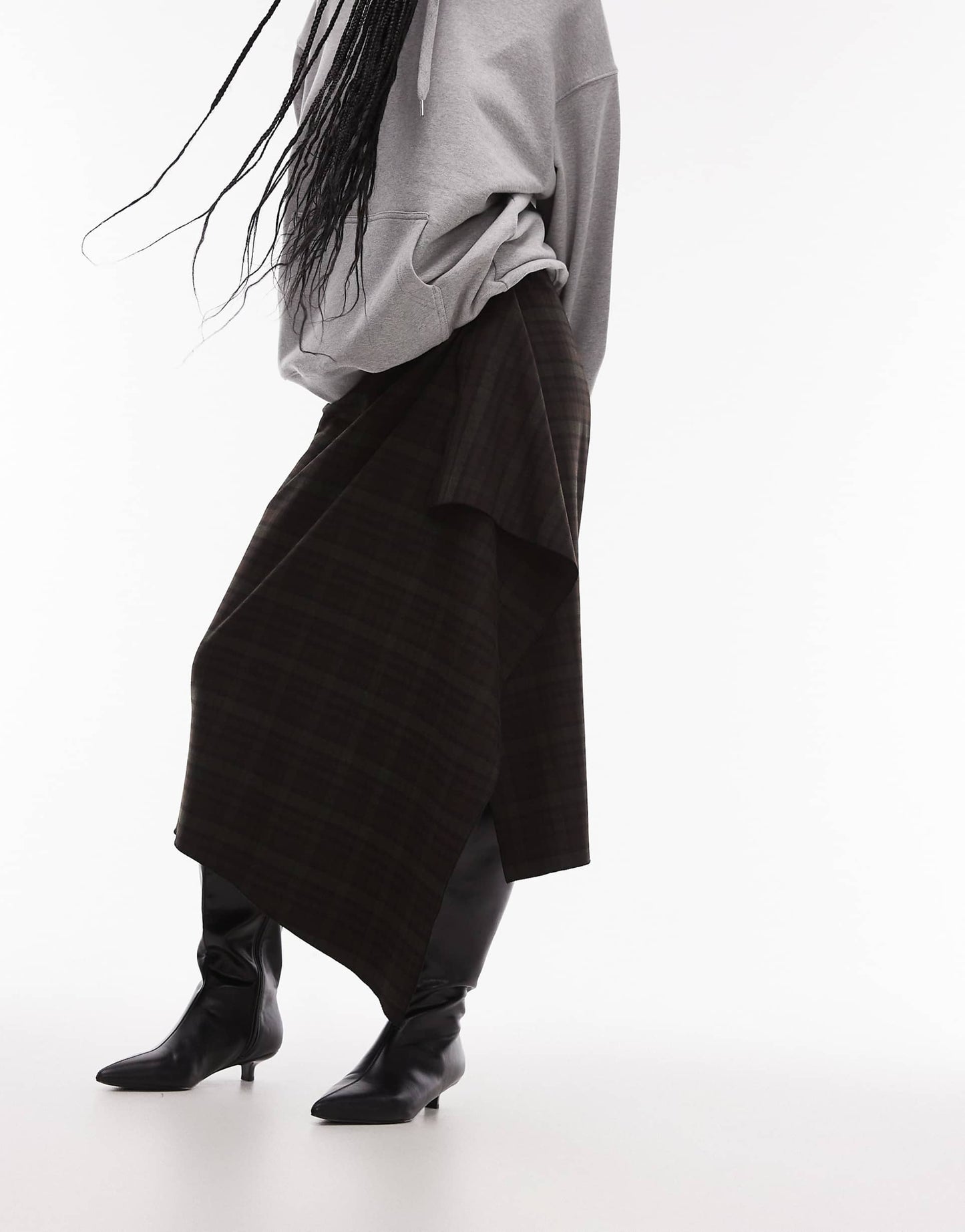 Check Wrap Maxi Skirt