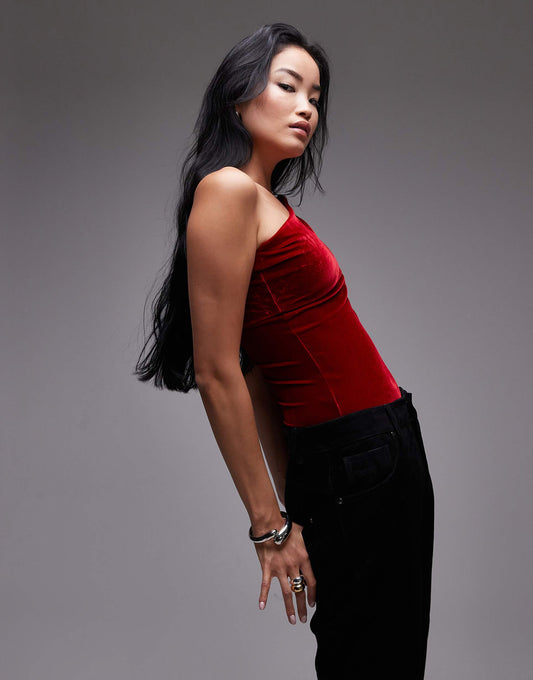 Velvet One Shoulder Bodysuit