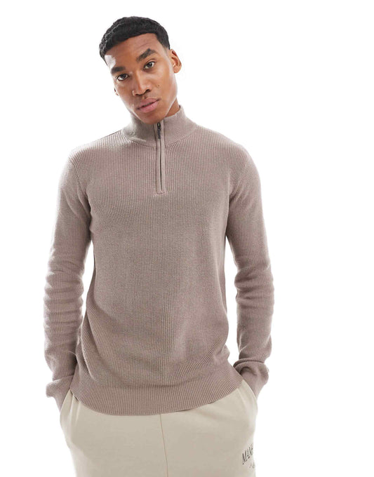 Ribbed Quarter Zip Jumper