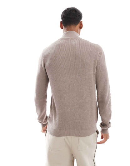 Ribbed Quarter Zip Jumper