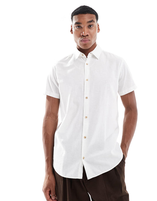 Short Sleeve Linen Blend Shirt