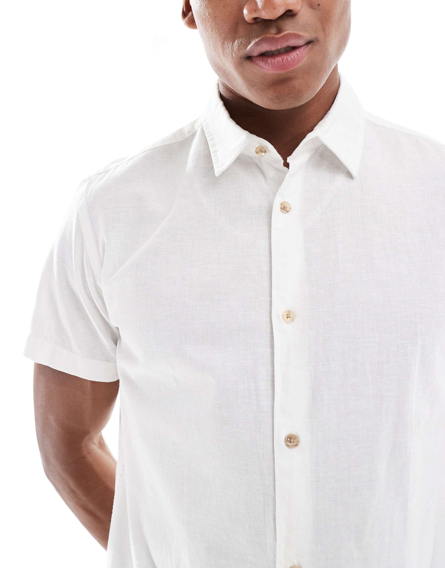 Short Sleeve Linen Blend Shirt