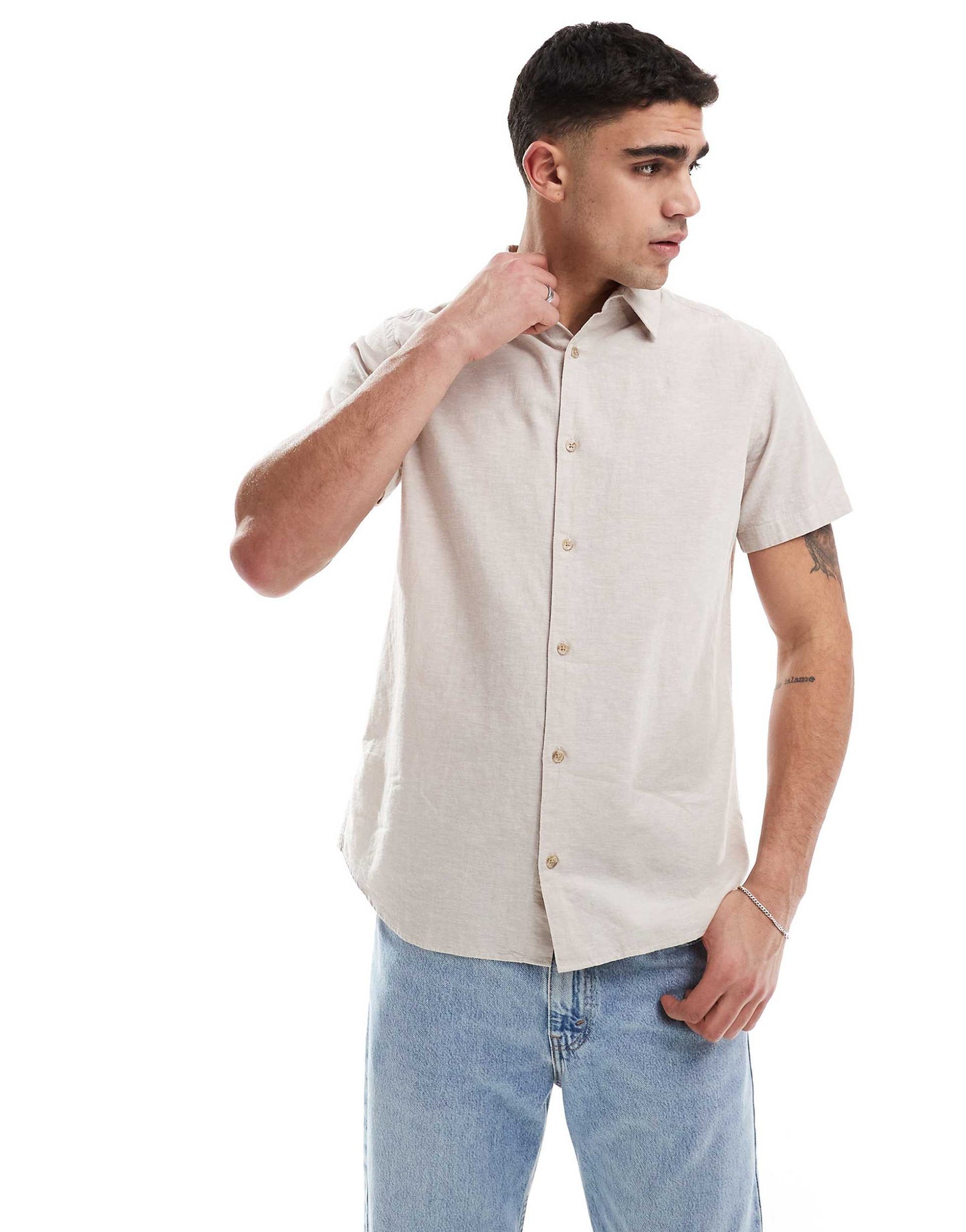 Short Sleeve Linen Blend Shirt