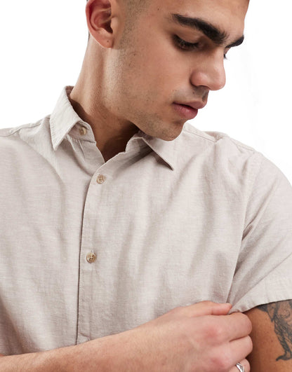 Short Sleeve Linen Blend Shirt