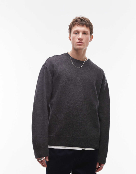 Boiled Wool Rib Knit Jumper